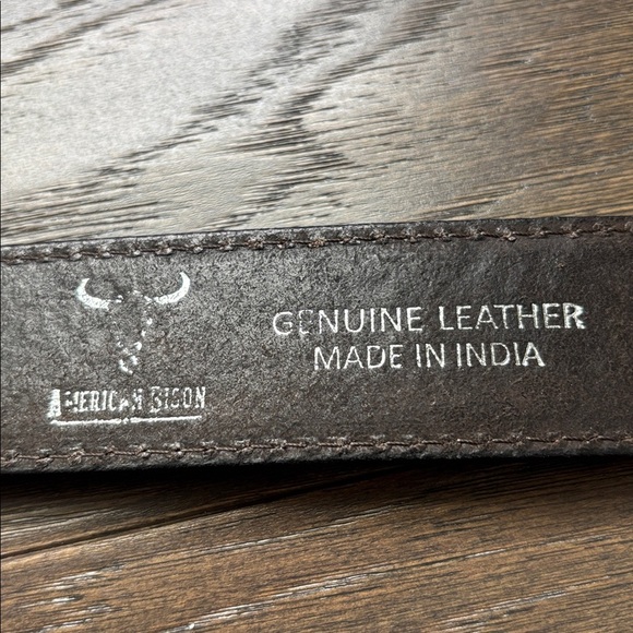 American Bison Genuine Leather,tooled floral,turquoise accents,silvertone buckle main image 3